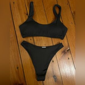 Buffbunny Dark Green Ribbed Bikini Set